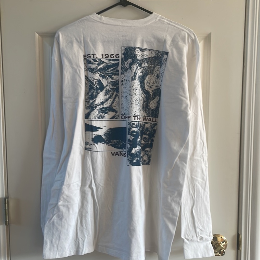 VANS Classic Fit White Pullover Longsleeve Graphic T-Shirt Men’s Size Large